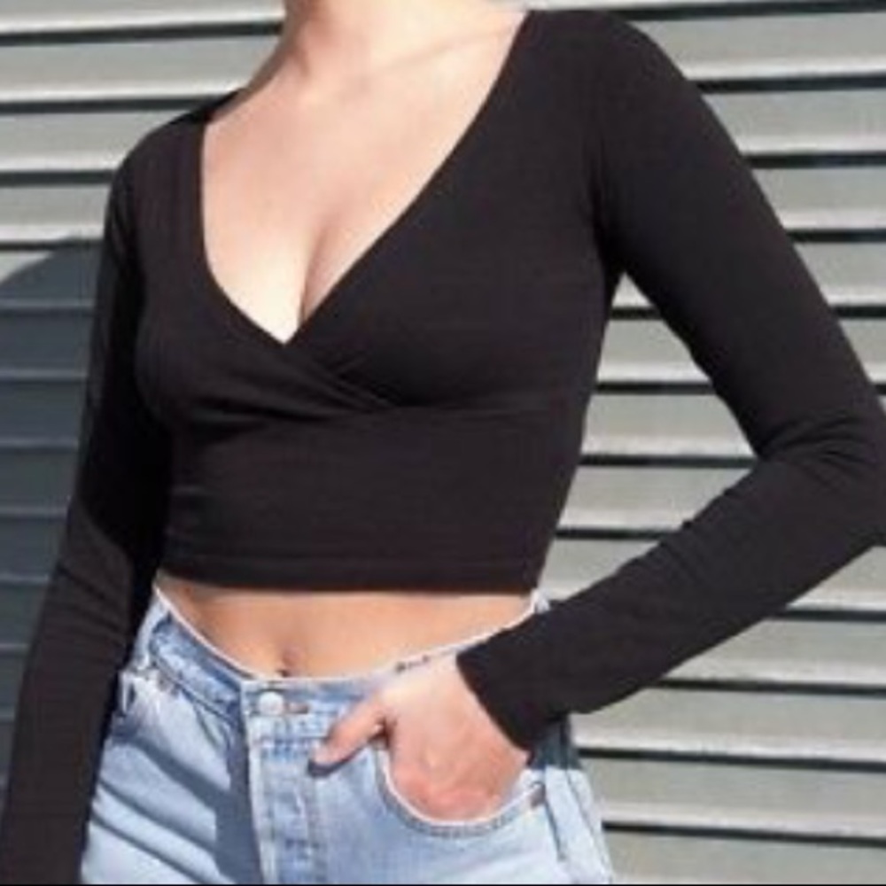 brandy melville black cross long sleeve top